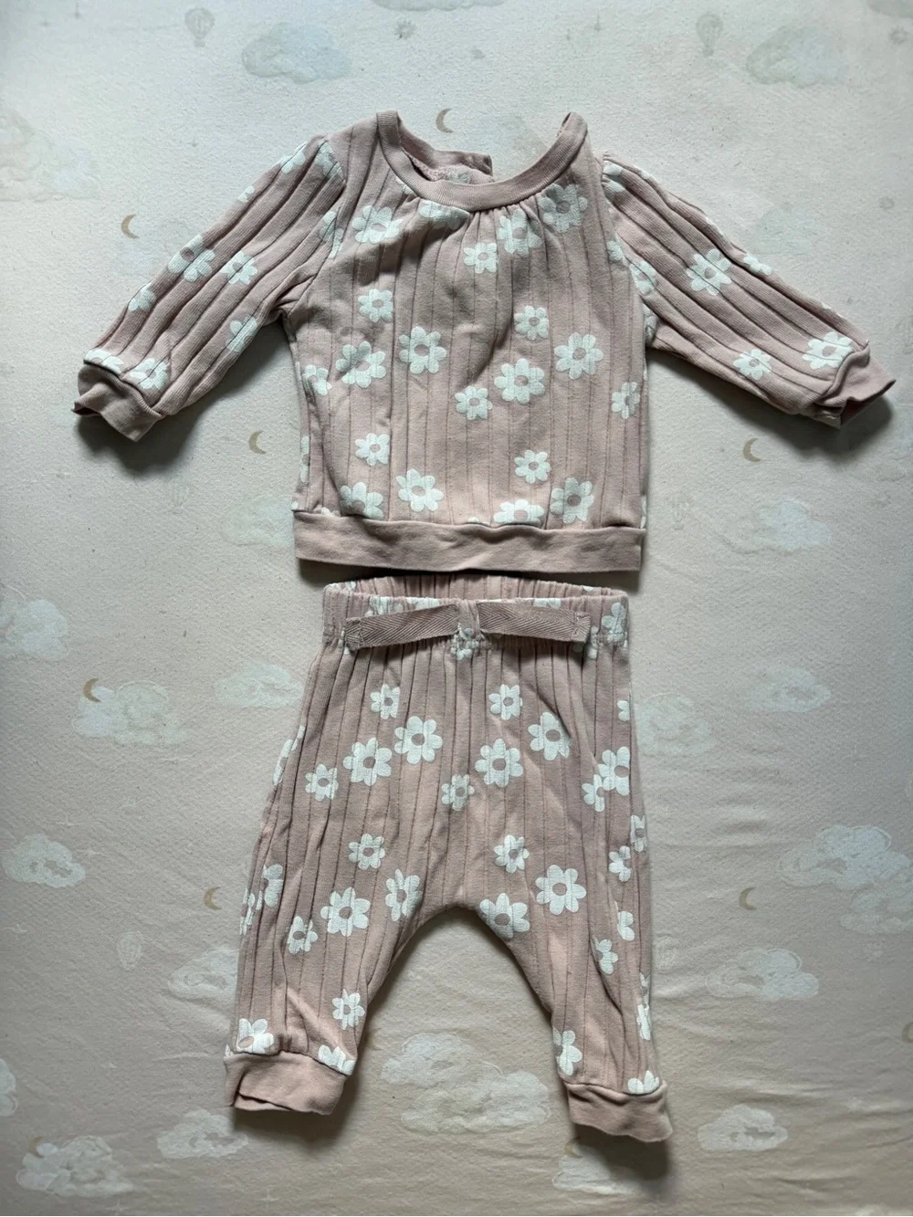 Snug Luxury Pink Floral Ribbed Matching Set